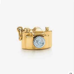 Tiffany & Co. 18k gold diamond camera pendant charm (rare)